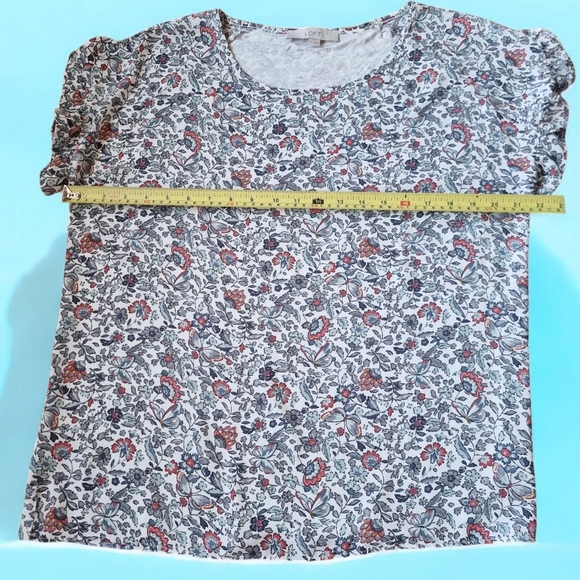 LOFT Mixed Fabric Ruffled Sleeves Butterflies & Floral Print Blouse - Picture 9 of 10